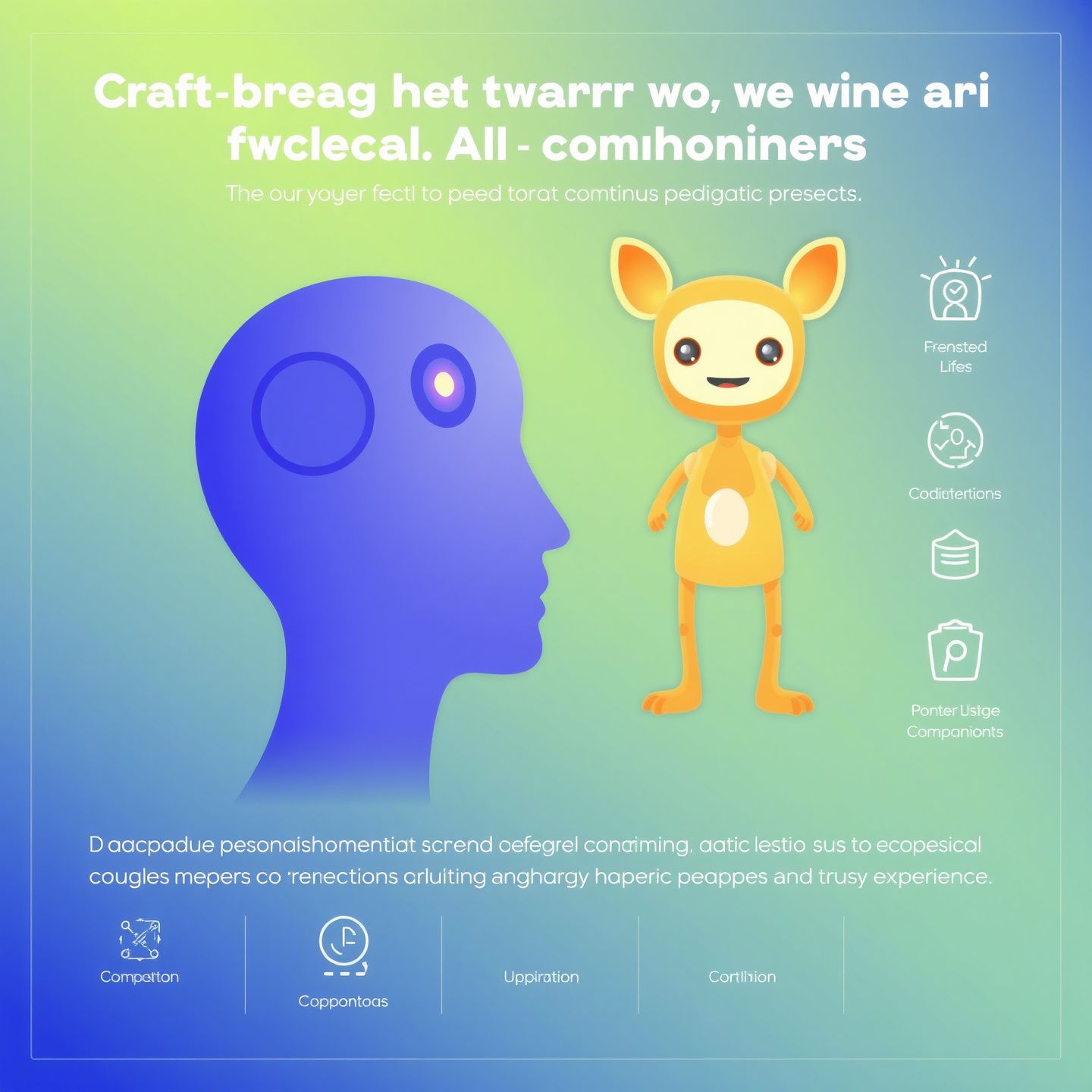 A vibrant graphic showcasing a robust suite of digital features empowering users to craft and interact with ideal AI companions emphasizing deep customization dynamic engagement and a truly personalized experience