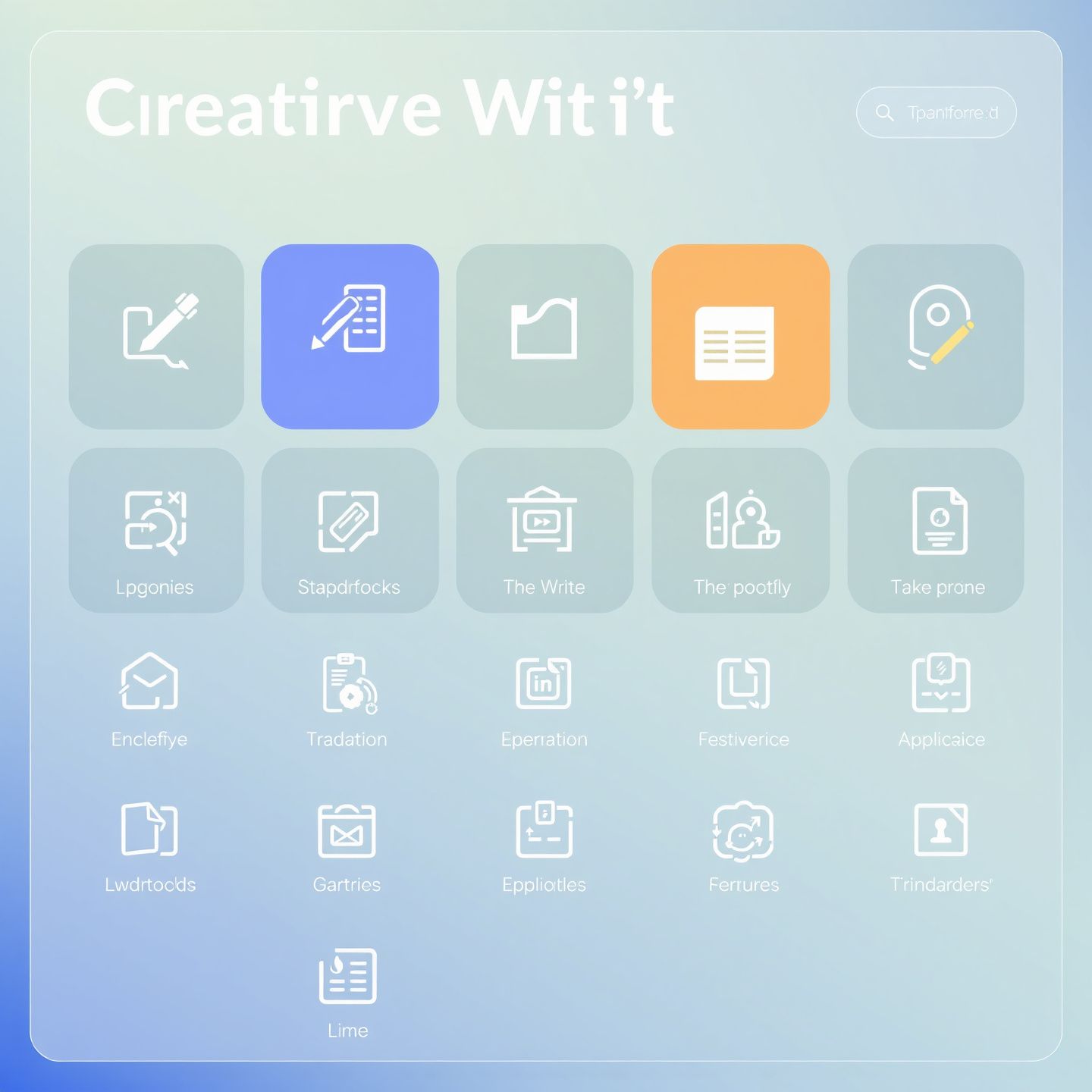 A digital interface displaying various creative writing tools and icons representing diverse functionalities and user experiences with a focus on data privacy and secure interactions in a modern tech environment