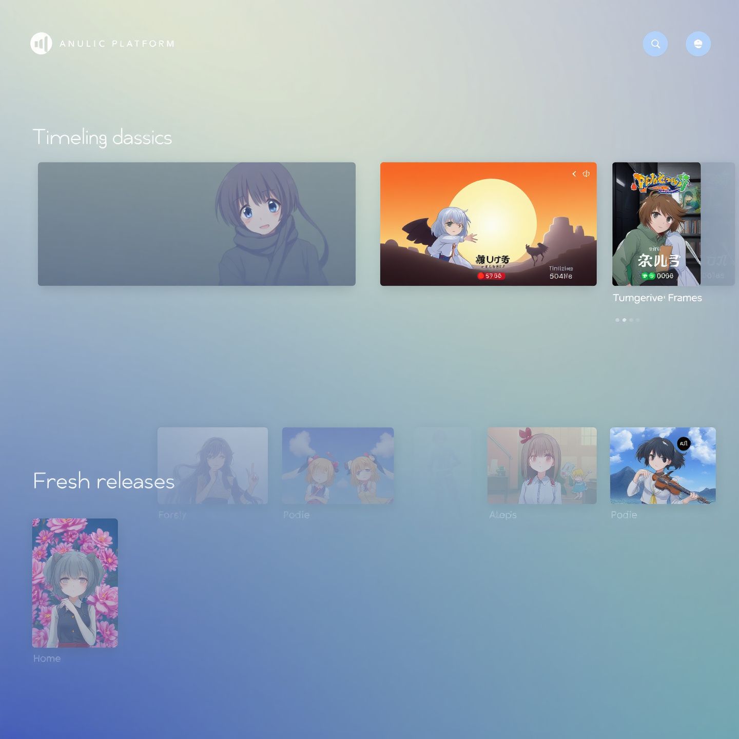 A vibrant streaming platform interface displaying crisp detailed anime frames with timeless classics and fresh releases for an engaging exploration experience