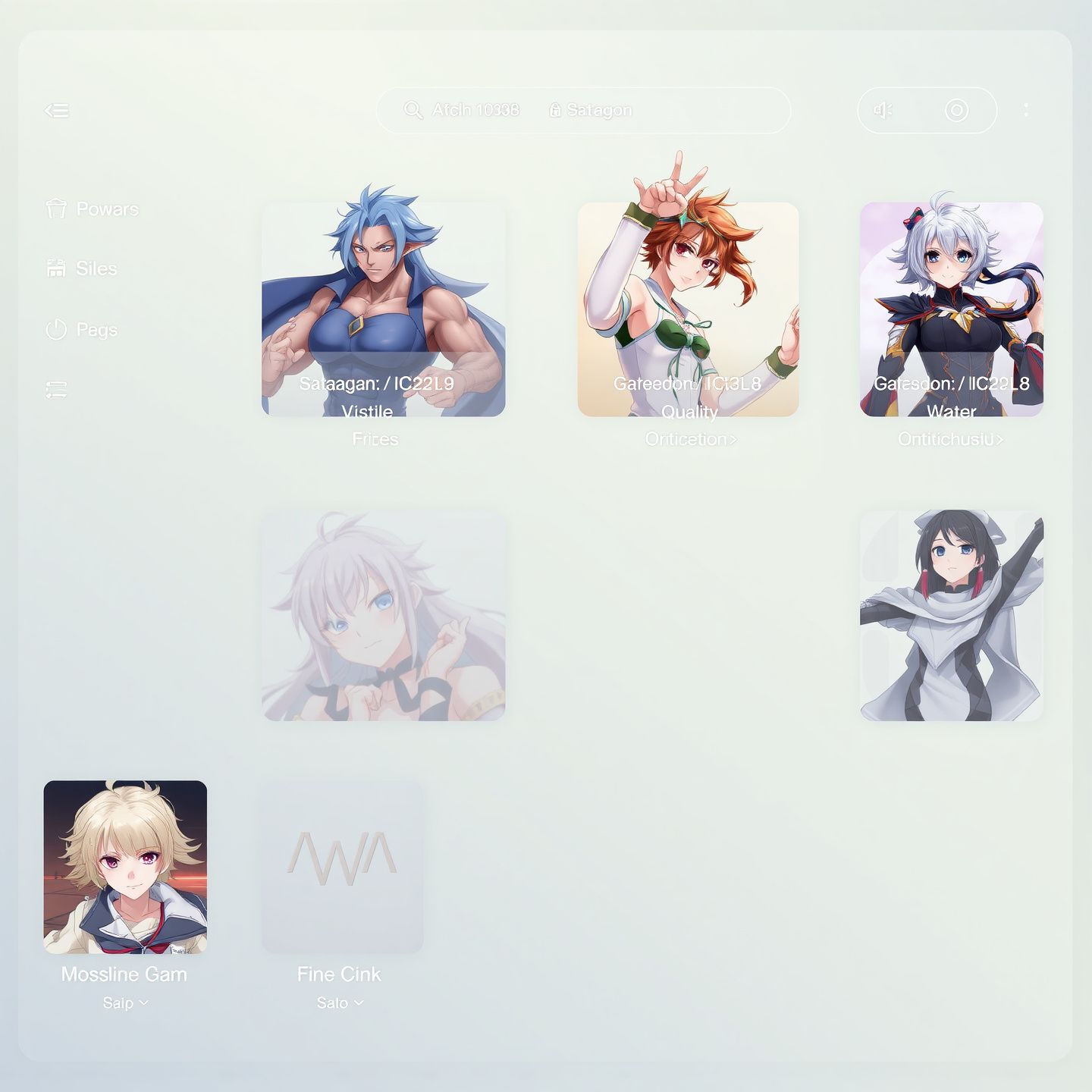 A digital library interface showcasing diverse anime character designs with artistic exaggeration and dynamic aesthetics emphasizing quality and user satisfaction