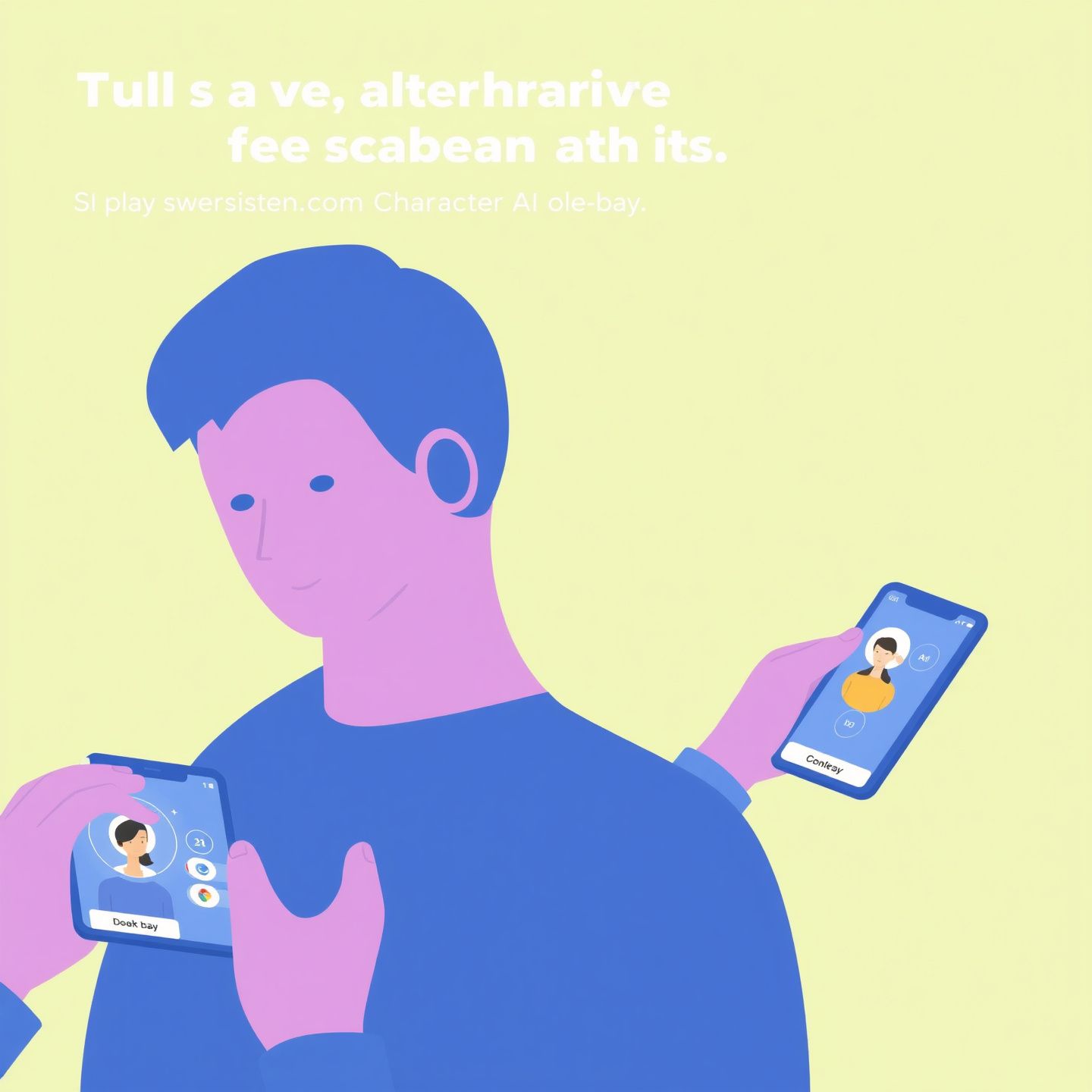 Users exploring various AI companion apps on screens, seeking alternatives to Character AI due to content filters, subscription costs, and a desire for more advanced and personalized role-play scenarios